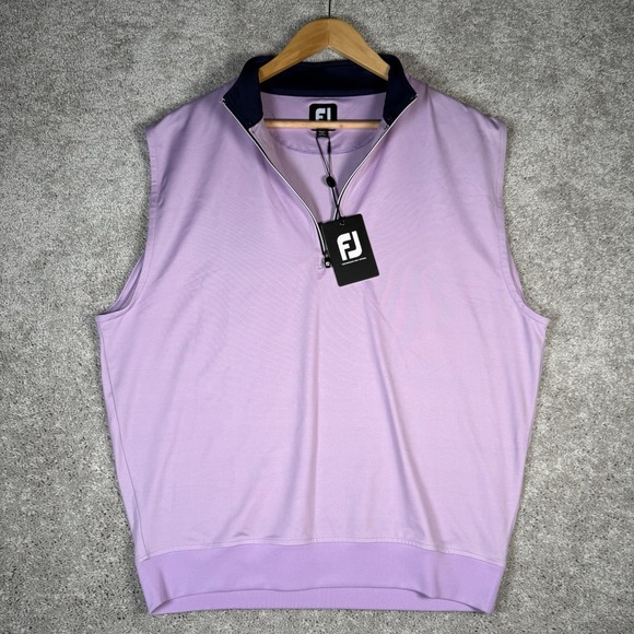 NWT FootJoy Men's M Gathered Waist Vest Half Zip Jersey Performance Lavender - Picture 1 of 10